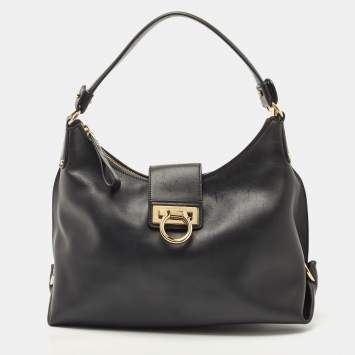مملوكة مسبقًا Salvatore Ferragamo Black Leather Fanisa Hobo