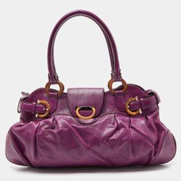 مملوكة مسبقًا Salvatore Ferragamo Purple Leather Marisa Shoulder Bag