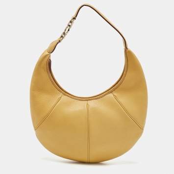 Pre Owned Salvatore Ferragamo Yellow Leather Hobo