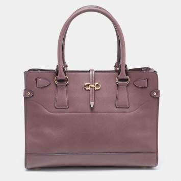 مملوكة مسبقًا Salvatore Ferragamo Plum Leather Small Briana Tote