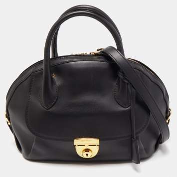 Pre Owned Salvatore Ferragamo Black Leather Medium Fiamma Satchel
