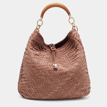 Pre Owned Salvatore Ferragamo Brown Leather Ceyla Braided Hobo
