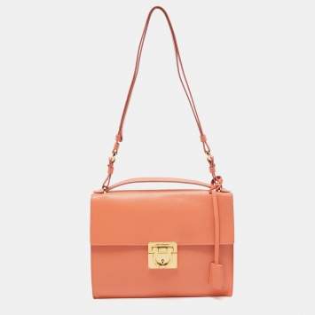 Pre Owned Salvatore Ferragamo Orange Leather Marisol Top Handle Bag