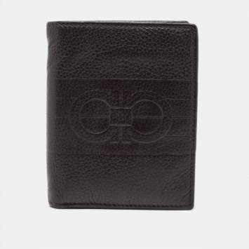 Pre Owned Salvatore Ferragamo Brown Leather Bifold Card Holder