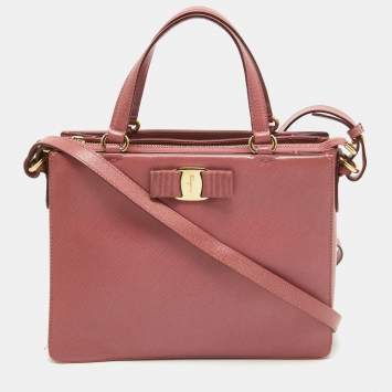 Pre Owned Salvatore Ferragamo Dark Pink Leather Shoulder Bag