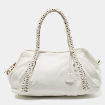 Pre Owned Salvatore Ferragamo White Leather Satchel
