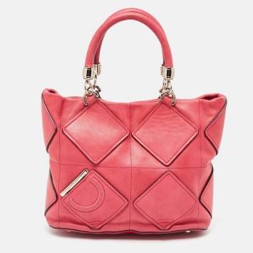 Pre Owned Salvatore Ferragamo Pink Leather Oragami Tote
