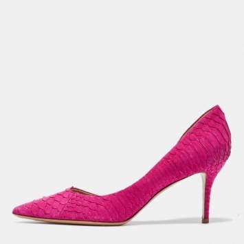 Pre Owned Salvatore Ferragamo Pink Python D'Orsay Pumps Size 40