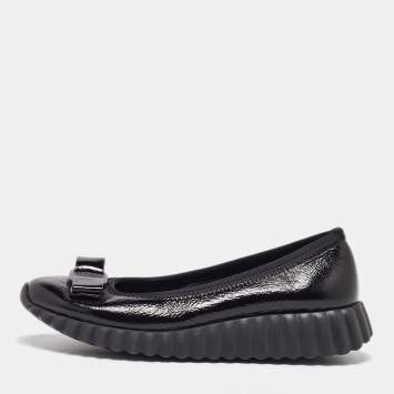 Pre Owned Salvatore Ferragamo Black Patent Leather Smoking Slippers 37.5
