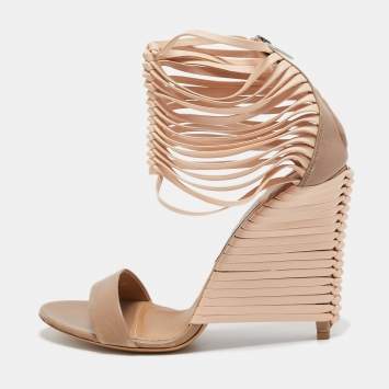 Pre Owned Salvatore Ferragamo Brown Leather Ankle Strap Sandals Size 40