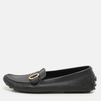 Pre Owned Salvatore Ferragamo Black Leather Buckle Loafers Size 39