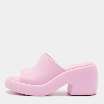 Salvatore Ferragamo Lilac Rubber Deva Slide Sandals Size 38.5