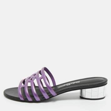 サンダル・ミュール Salvatore Ferragamo Flip Flops Women Leather Violet/Lilac サンダル・ミュール Salvatore Ferragamo Flip Flops Women
