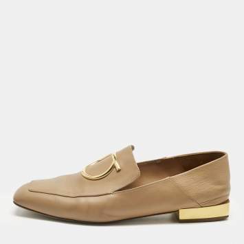 Pre Owned Salvatore Ferragamo Beige Leather Lana Loafers Size 39