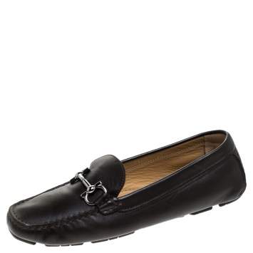 Pre Owned Salvatore Ferragamo Brown Leather Parigi Bit Loafers Size 37