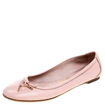Pre Owned Salvatore Ferragamo Pink Leather Enea Ballet Flats Size 36