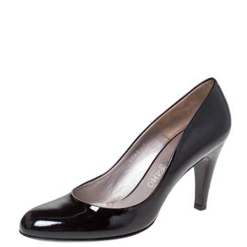 Pre Owned Salvatore Ferragamo Black Patent Leather Nene Pumps Size 38.5