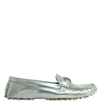 Pre Owned Salvatore Ferragamo Silver Leather   Loafers 