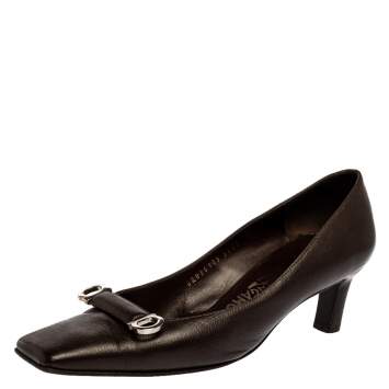 Pre Owned Salvatore Ferragamo Brown Leather Pumps Size 39.5
