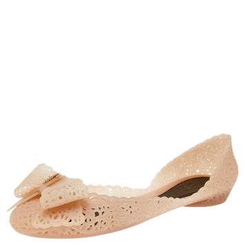 Pre Owned Salvatore Ferragamo Beige Nilly Jelly Flats Size 40.5