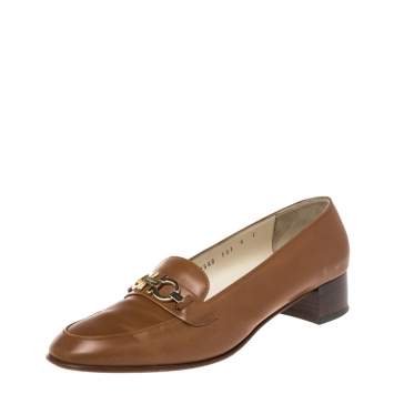 Pre Owned Salvatore Ferragamo Brown Leather Near Dattero Loafers Size 39.5