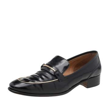 Pre Owned Salvatore Ferragamo Black Leather Slip On Loafers Size 41.5