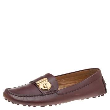 Pre Owned Salvatore Ferragamo Brown Leather Slip On Loafers Size 41
