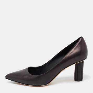 Pre Owned Salvatore Ferragamo Black Leather Pointed Toe Pumps Size 38