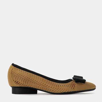 Pre Owned Salvatore Ferragamo Brown Knit Viva Ballet Flats Size 36.5