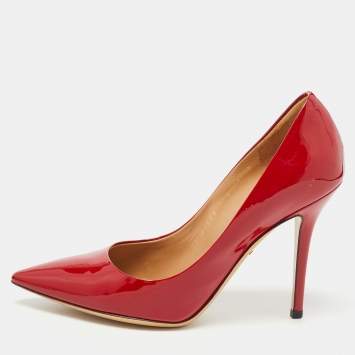 Pre Owned Salvatore Ferragamo Red Patent Leather Susi Pumps Size 38