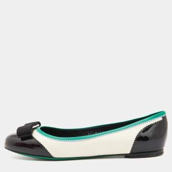 Pre Owned Salvatore Ferragamo Multicolor Patent and Leather Ballet Flats Size 38.5