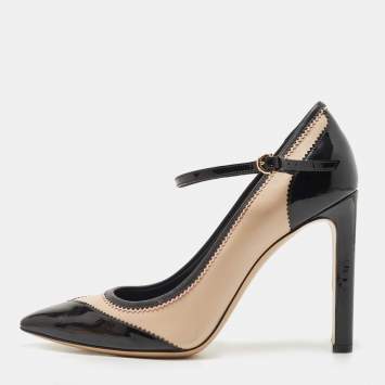 Pre Owned Salvatore Ferragamo Black/Pink Patent and Leather Erika Pumps Size 39