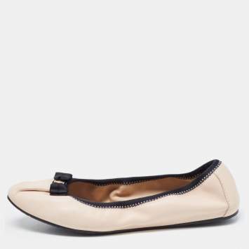 Pre Owned Salvatore Ferragamo Pink Leather My Joy Ballet Flats Size 39.5
