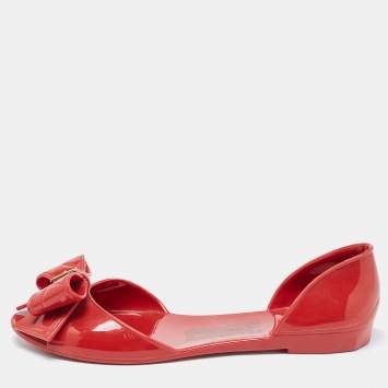 Pre Owned Salvatore Ferragamo Red Jelly Ballet Flats Size 38.5