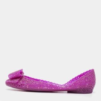 Pre Owned Salvatore Ferragamo Purple Jelly Nilly Ballet Flats Size 40.5