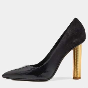 Pre Owned Salvatore Ferragamo Black Nubuck Leather Pointed Toe Pumps Size 39.5