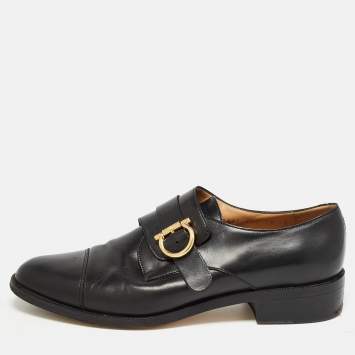Pre Owned Salvatore Ferragamo Black Leather  Buckle Oxford Size 44