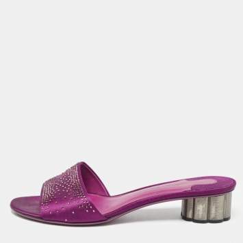 Pre Owned Salvatore Ferragamo Purple Satin Gorizias Sandals Size 40