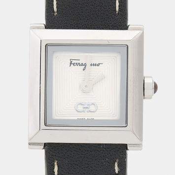 Pre Owned Ferragamo Square SFYC00121 Quartz White Stainless Steel Women's Wristwatch 22mm