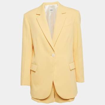 Pre Owned Sandro Yellow Crepe Single Breasted Shorts Suit S