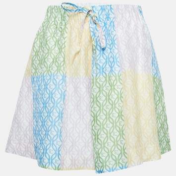 Pre Owned Sandro Multicolor Printed Linen Blend Shorts S