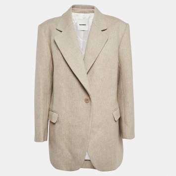 Pre Owned Sandro Beige Wool Blend Single Breasted Blazer M