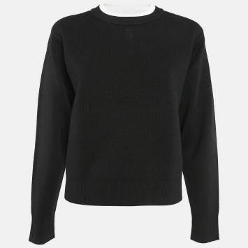 Pre Owned Sandro Black Wool Blend Crew Neck Jumper S