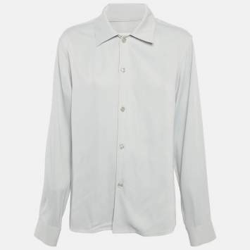 Pre Owned Sandro Grey Crepe Buttoned Full Sleeve Shirt S