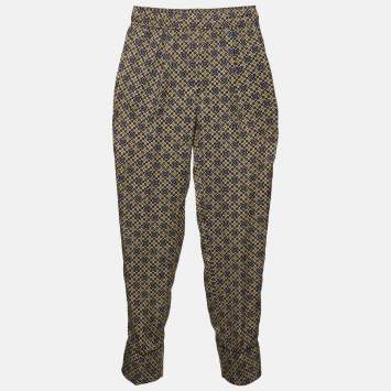 Pre Owned Sandro Multicolor Printed Satin Straight Leg Dany Trousers S
