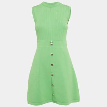 Pre Owned Sandro Green Rib Knit Sleeveless Mini Dress M
