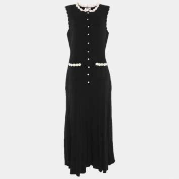 مملوكة مسبقًا Sandro Black/White Knit Sleeveless Dress M