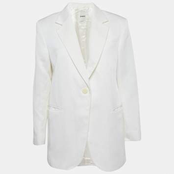 مملوكة مسبقًا Sandro White Linen Blend Alicia Blazer M