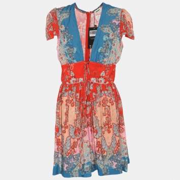 مملوكة مسبقًا Sandro Multicolor Printed Viscose Mini Dress L