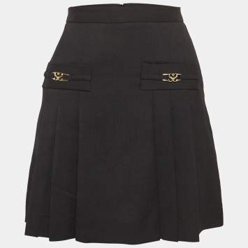Pre Owned Sandro Black Wool Pleated Mini Skirt XS